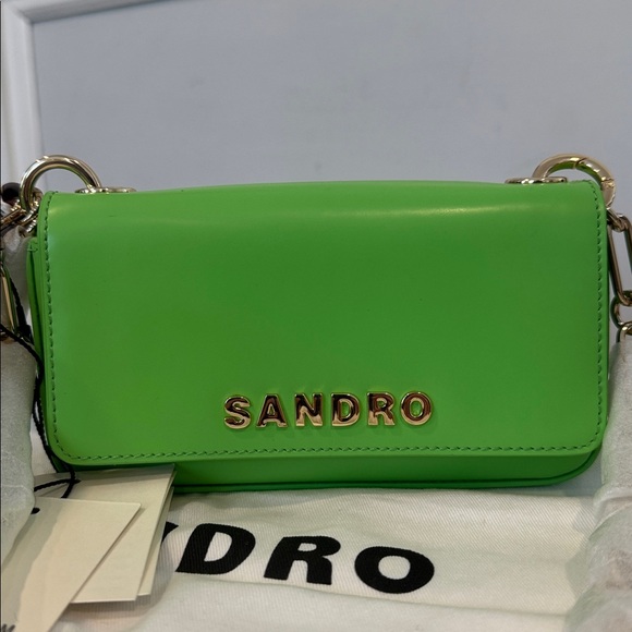 Sandro Bag Totemo Green Leather Shoulder Bag Set - Picture 3 of 17